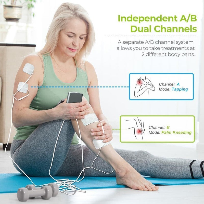 AUVON Dual Channel TENS Unit Muscle Stimulator Machine with 20 Modes, 2" and 2"x4" TENS Unit Electrode Pads : Health & Household