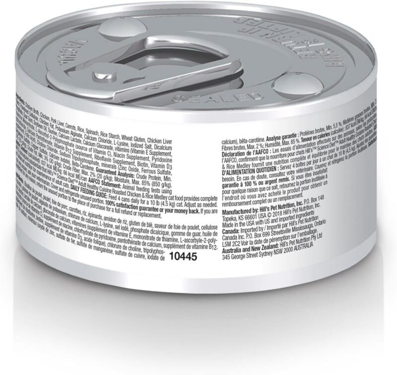 Hill's Science Diet Healthy Cuisine, Adult 1-6, Great Taste, Wet Cat Food, Roasted chicken & Rice Stew, 2.8 oz Can, Case of 24 : Pet Supplies