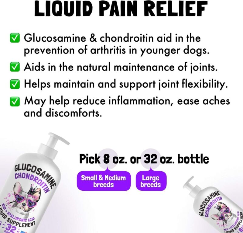 Liquid Glucosamine for Dogs Bacon Flavour with Chondroitin, MSM & Hyaluronic Acid K9 Supplement Hip and Joint Formula Advanced Mobility Joint Pain Relief Senior Advanced Supplement for All Breeds : Pet Supplies