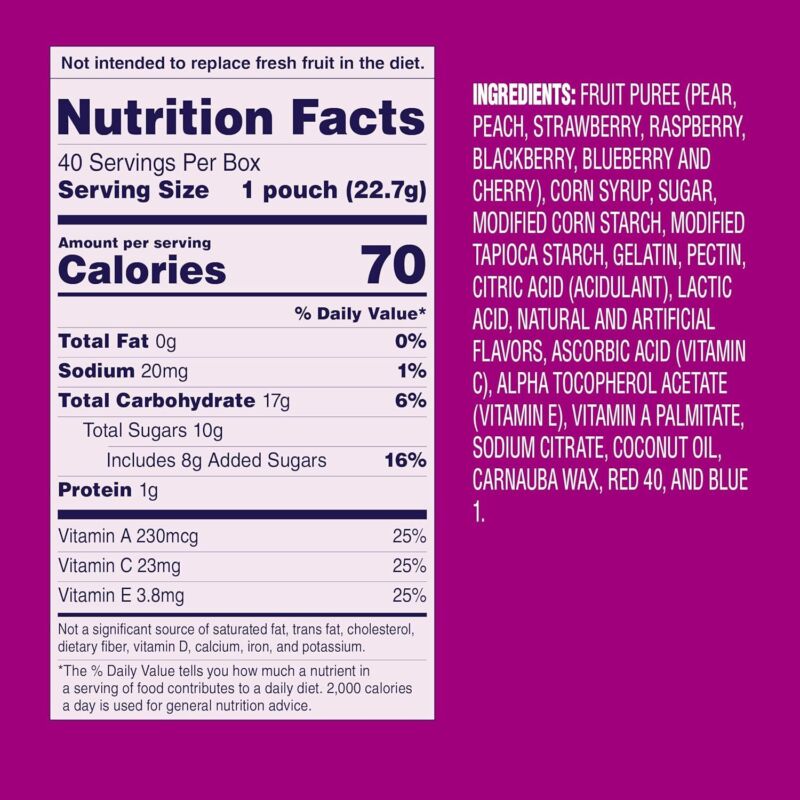 Welch's Fruit Snacks, Berries 'N Cherries, Bulk Pack, Individual Single Serve Bags, 0.8 oz (Pack of 40)