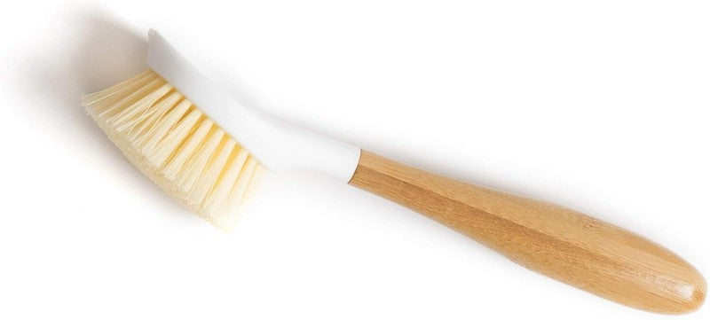 Full Circle Be Good Bamboo Handle Dish Brush – Sustainable Kitchen Cleaning with Tough Bristles - Natural Dish Scrubber & Cast Iron Cleaner - Long Handle Brush for Dishes, Pots, and Pans, White : Home & Kitchen