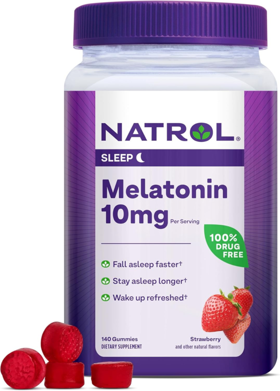 Natrol Melatonin Gummies, Sleep Support for Adults, Melatonin 10 mg, 140 Strawberry-Flavored, Up to 70 Days : Health & Household