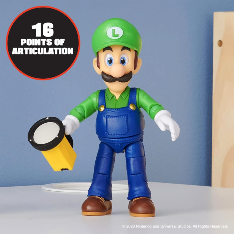 THE SUPER MARIO BROS. MOVIE - 5 Inch Action Figures Series 1 – Luigi Figure with Flashlight Accessory : Toys & Games