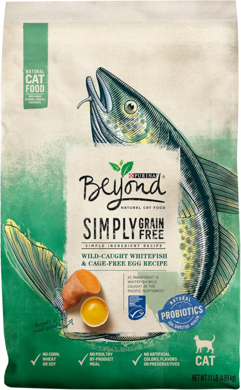 Purina Beyond Natural Grain Free Dry Cat Food Whitefish and Egg Recipe With Added Vitamins, Minerals and Nutrients - 11 lb. Bag : Pet Supplies