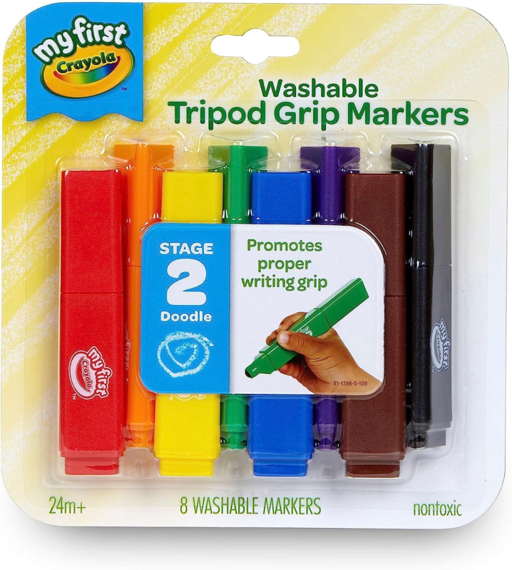 Crayola Triangle Toddler Markers (8ct), Easy Grip Washable Markers for Toddlers, Arts & Crafts Supplies, Coloring for Young Kids, Nontoxic : Toys & Games