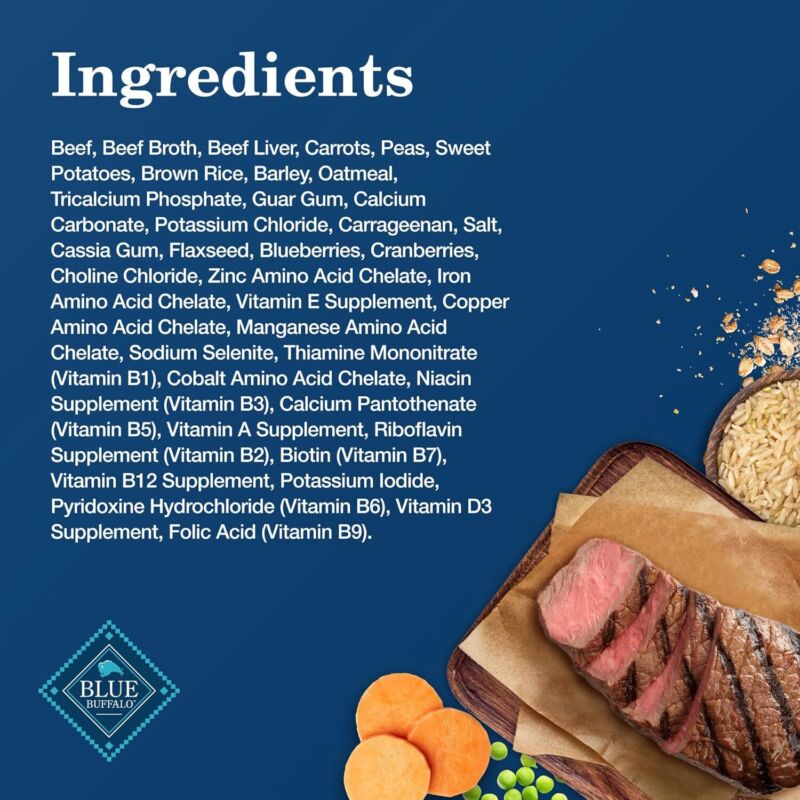 Blue Buffalo Homestyle Recipe Adult Wet Dog Food, Made with Natural Ingredients, Beef Dinner With Garden Vegetables, 12.5-oz Cans (12 Count): Pet Supplies: Amazon.com