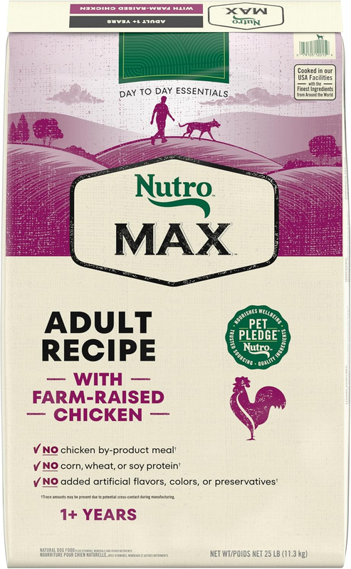 Nutro Max Adult Dry Dog Food with Farm-Raised Chicken, 25 lb. Bag : Pet Supplies