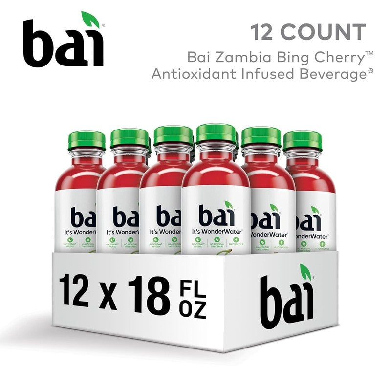Bai Antioxidant Infused Water Beverage, Zambia Bing Cherry, with Vitamin C and No Artificial Sweeteners, 18 Fluid Ounce Bottle, 12 Pack : Grocery & Gourmet Food