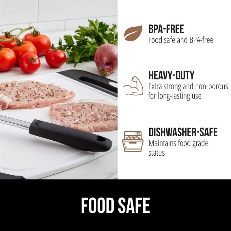 GORILLA GRIP 100% BPA-Free Reversible Kitchen Cutting Board Set of 3, Nonporous, Juice Grooves to Catch Liquid, Slip Resistant Handle Border, Dishwasher Safe, Durable Large Food Chopping Boards, Black : Home & Kitchen