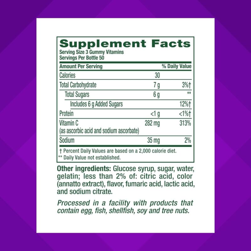 Vitafusion Power C Vitamin C Gummies for Immune Support, Orange Flavored, 282 mg Vitamin C, America’s Number 1 Gummy Vitamin Brand, 50 Day Supply, 150 Count : Health & Household