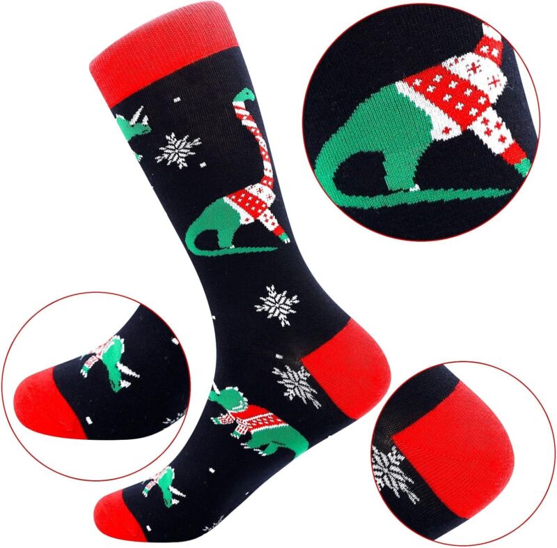 BISOUSOX Mens Christmas Socks Crazy Funny Dress Colorful Novelty Warm Winter Socks Christmas Gifts for Men Women : Clothing, Shoes & Jewelry