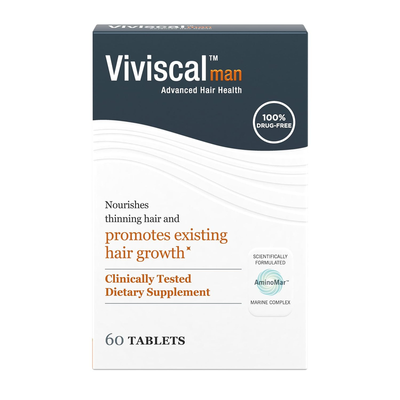 Viviscal Men's Hair Growth Supplements for Thicker, Fuller Hair Clinically Proven with Proprietary Collagen Complex, 60 Tablets - 1 Month Supply : Beauty & Personal Care