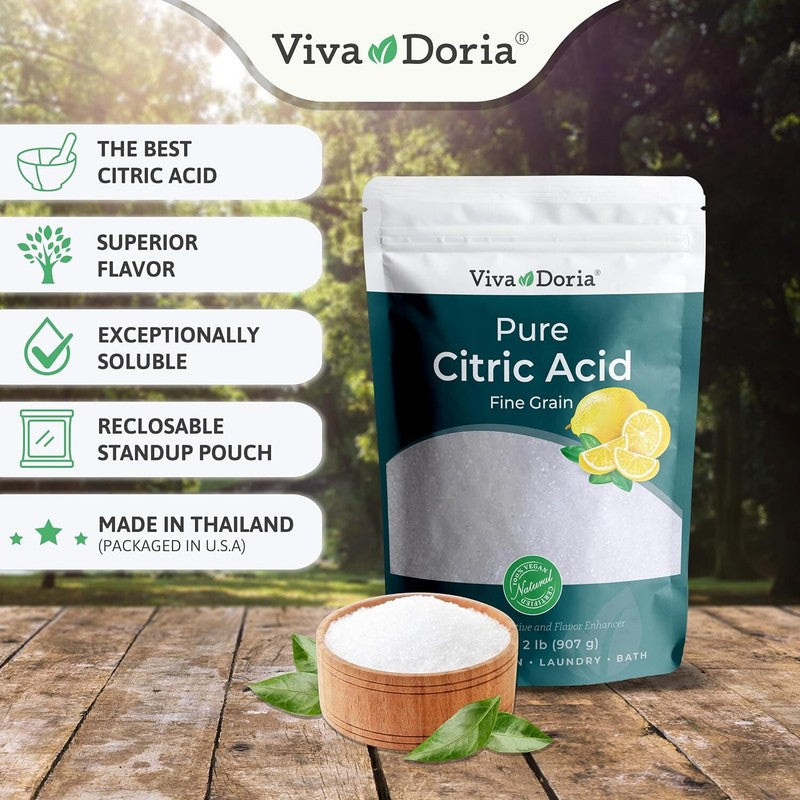 Viva Doria 100% Pure Citric Acid, Food Grade, Fine Grain, 2 lb (907 g) : Grocery & Gourmet Food