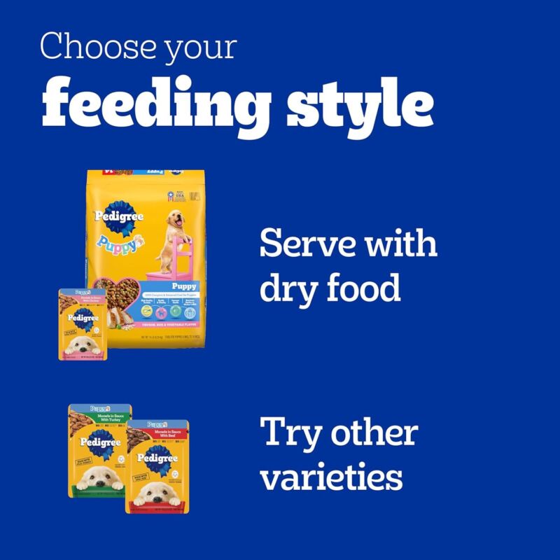 Pedigree Puppy Wet Dog Food Morsels in Sauce With Chicken, 3.5 oz. Pouches, 16 Pack