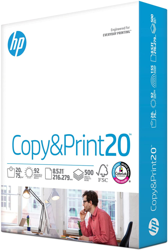 HP Printer Paper | 8.5 x 11 Paper | Copy &Print 20 lb | 1 Ream Case - 500 Sheets| 92 Bright | Made in USA - FSC Certified | 200060 : Consumerelectronics : Office Products