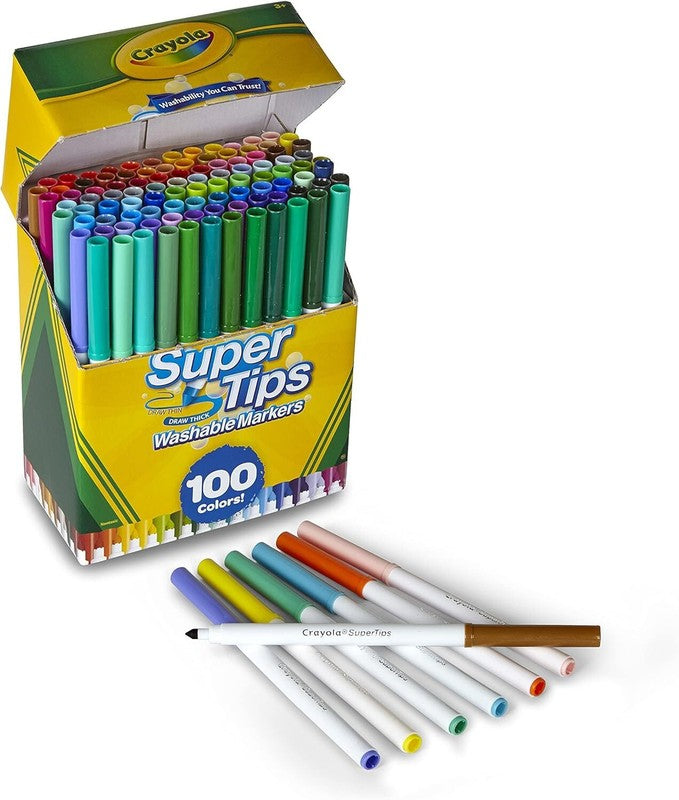 Crayola Super Tips Marker Set 100ct Washable Fine Point Markers for Kids & Adult