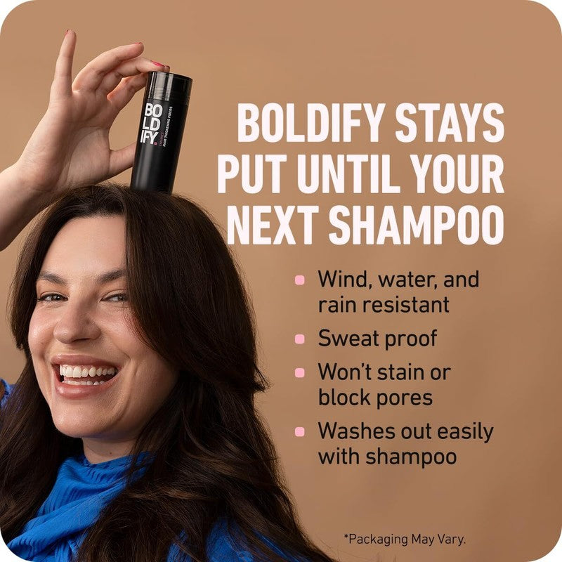 BOLDIFY Hair Fibers (28g) - Fill In Thinning and Fine Hair for an Instantly Fuller, Thicker Look - 14 Shades for Women & Men - Dark Brown : Beauty & Personal Care