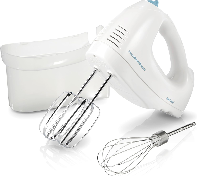 Hamilton Beach 6-Speed Electric Hand Mixer with Whisk, Traditional Beaters, Snap-On Storage Case, 250 Watts, White: Home & Kitchen