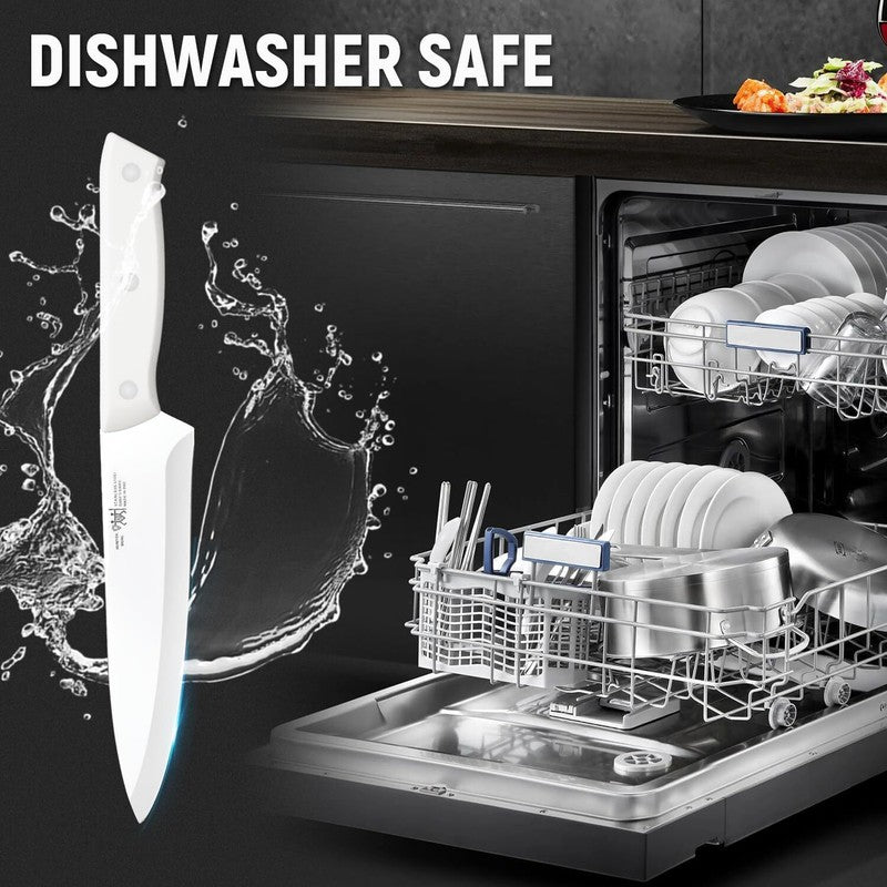 Knife Set, HUNTER.DUAL 15 Piece Kitchen Knife Set with Block and Built-in sharpener, Dishwasher Safe, Anti-slip Handle, White: Home & Kitchen