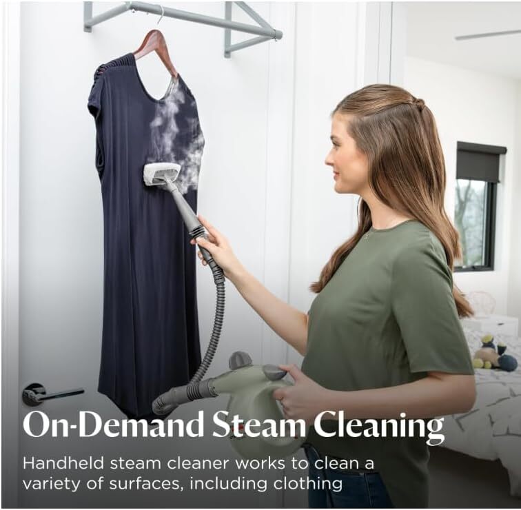 BISSELL Steam Shot OmniReach handheld portable steam cleaner for tile, grout, windows, bathrooms, kitchens, fabric steaming tool, includes 10 tools