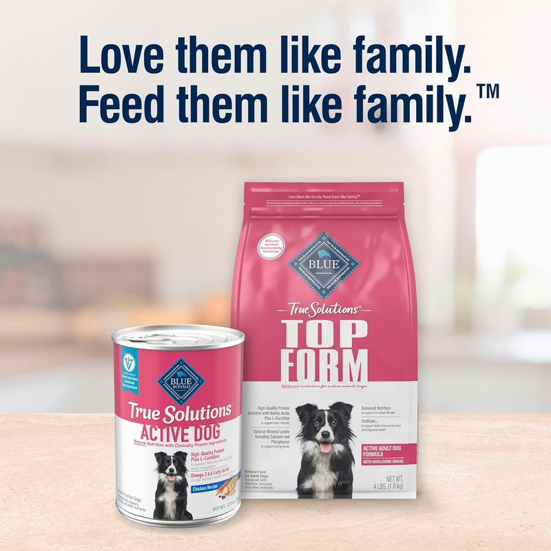 Blue Buffalo True Solutions Active Dog Wet Dog Food for Active Adult Dogs, Made with Natural Ingredients, Chicken, 12.5-oz. Cans (12 Count): Pet Supplies: Amazon.com