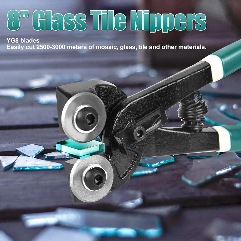 GINWORD 2Pcs Glass Tile Nippers Set,Heavy Duty Wheeled Glass Mosaic Nipper & Hd Ceramic Tile Nipper, Professional Mosaic Cutter Tool for Cutting Glass Mosaic, Ceramics,Stone, Metal (2Pcs) - Amazon.com