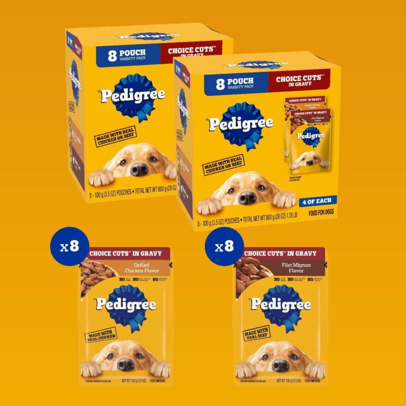 Pedigree Choice Cuts In Gravy Adult Soft Wet Dog Food 3.5 oz Pouches (Pack of 2)