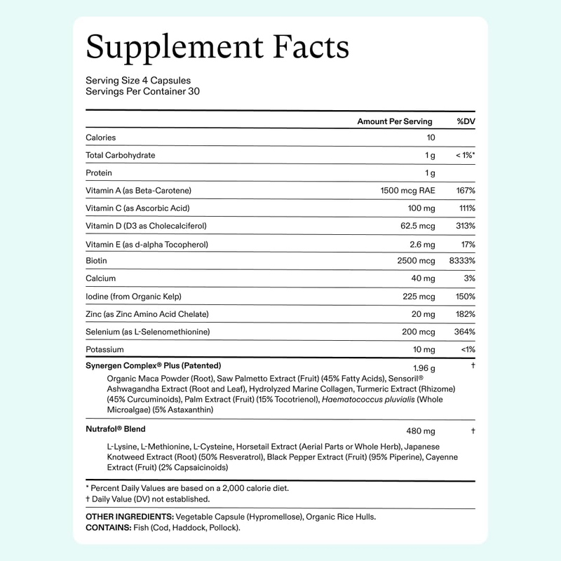 Nutrafol Women's Balance Hair Growth Supplements, Ages 45 and Up, Clinically Proven for Visibly Thicker Hair and Scalp Coverage, Dermatologist Recommended - 1 Month Supply : Beauty & Personal Care