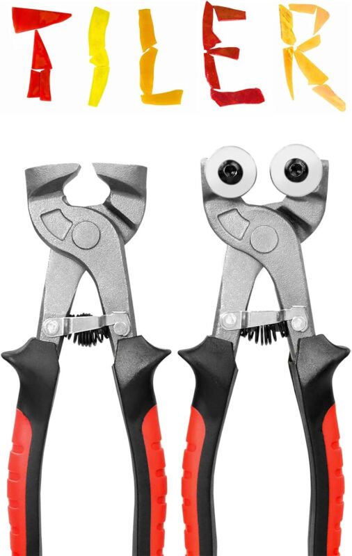 TILER 2-Piece Tile Nippers Set Glass Mosaic & Ceramic Cutter with Soft-Grip Hand