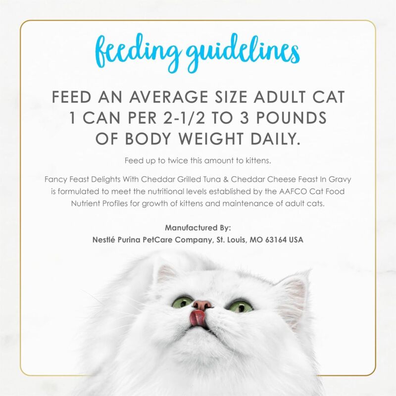 Purina Fancy Feast Delights With Cheddar Grilled Tuna and Cheddar Cheese Feast in Wet Cat Food Gravy Cat Food - (Pack of 24) 3 oz. Cans : Canned Wet Pet Food : Pet Supplies