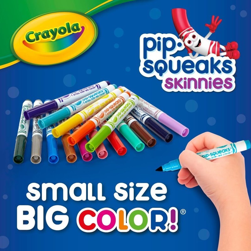 Crayola Pip Squeaks Skinnies Washable Marker Set (16ct), Mini Markers for Toddlers, Thin Coloring Markers for Kids, Toddler Easter Basket Essentials : Toys & Games
