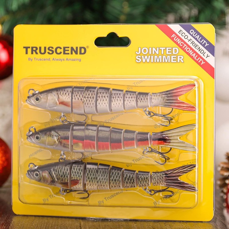 TRUSCEND Fishing Lures for Bass Trout Multi Jointed Swimbaits Slow Sinking Bionic Swimming Lures Bass Freshwater Saltwater Bass Lifelike Fishing Lures Kit : Sports & Outdoors