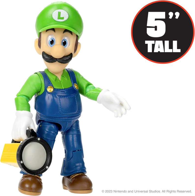 THE SUPER MARIO BROS. MOVIE - 5 Inch Action Figures Series 1 – Luigi Figure with Flashlight Accessory : Toys & Games