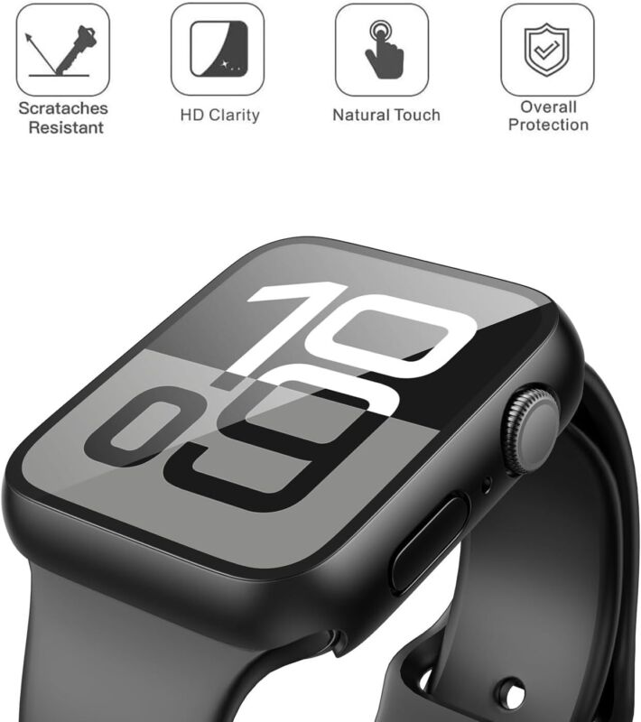 Misxi 2 Pack Tempered Glass Case Compatible for Apple Watch Series 10 (2024) 46mm, Hard PC Screen Protector Overall Protection Ultra-Thin Lightweight Scratch-Resistant Cover for iWatch, Satin Black : Cell Phones & Accessories