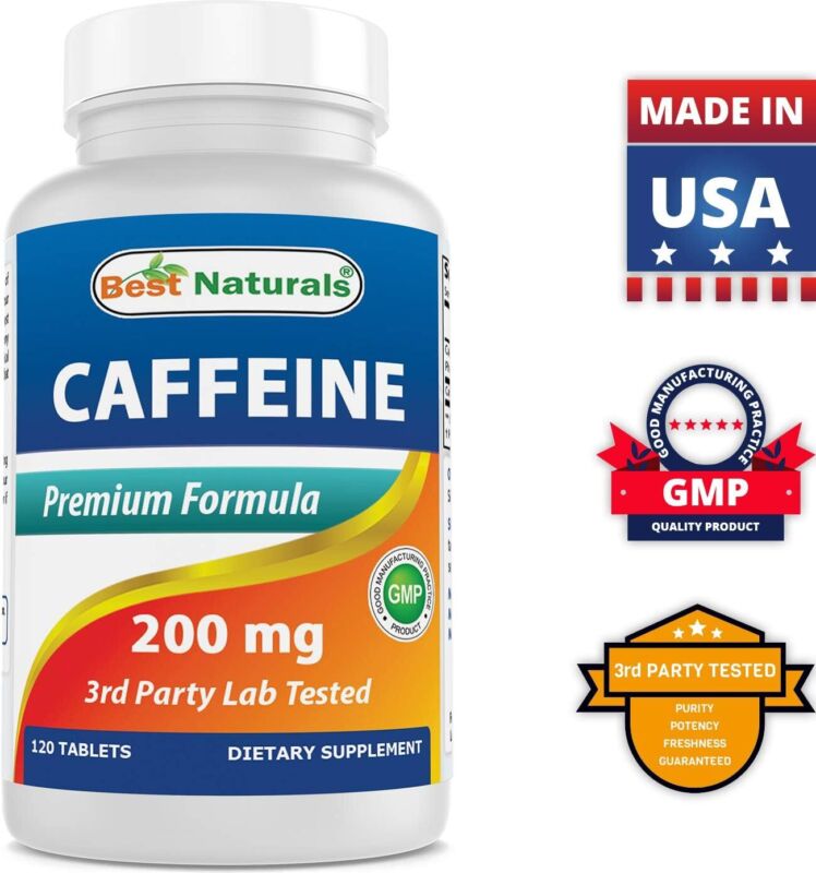 Best Naturals 3 Pack Caffeine Pills 200mg Tablets - Non Habit - Proven No Crash or Jitters - Total 360 Tablets : Health & Household