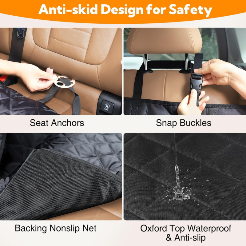 Kytely Dog Car Seat Cover for Back Seat,600D Heavy Duty Dog Hammock for Car with Side Flap,100% Waterproof Pet Backseat Cover, Anti-Scratch Nonslip Pet Seat Protector for Cars Trucks and SUV : Pet Supplies