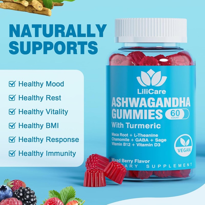 EnvyDeal Ashwagandha Gummies 2000mg for Women Men - Sugar Free, Vegan - Organic Ashwagandha Root Supplements Gummy & Vitamin D3, 120 Count : Health & Household
