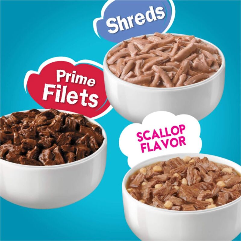 Purina Friskies Wet Cat Food Variety Pack Fish-A-Licious Extra Gravy, Prime Filets and Tasty Treasures - (Pack of 32) 5.5 oz. Cans : Pet Supplies