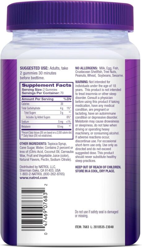 Natrol Melatonin Gummies, Sleep Support for Adults, Melatonin 10 mg, 140 Strawberry-Flavored, Up to 70 Days : Health & Household