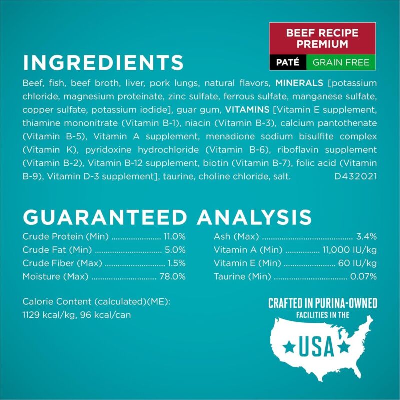 Purina ONE High Protein, Grain Free Pate Wet Cat Food Variety Pack, Grain Free Formula - (Pack of 24) 3 oz. Cans : Pet Supplies