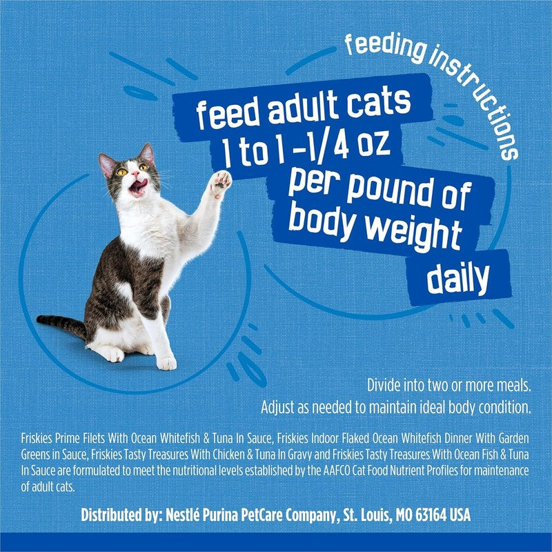 Purina Friskies Wet Cat Food Variety Pack, Oceans of Delight Flaked and Prime Filets - (Pack of 40) 5.5 oz. Cans : Pet Supplies