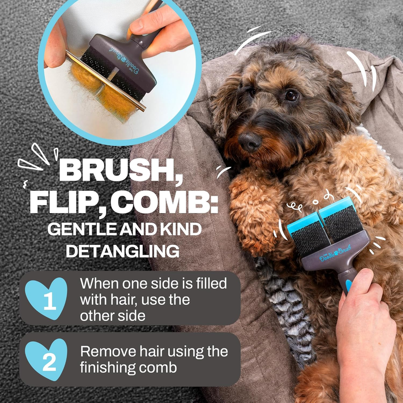 The Doodle Brush - Doodle Dog Brush, Cockapoo Goldendoodle Dog Slicker Brush, Poodle, Detangling Dog Brush, Long Haired Dog Brush (Double Head) : Pet Supplies