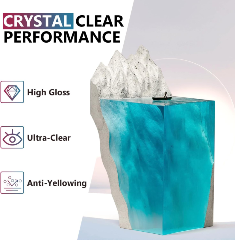 Epoxy Resin 1 Gallon Kit, Crystal Clear Epoxy Resin High Gloss, Easy Mix 1:1 Bubbles Free Art Resin for Coating and Casting, Countertop, Table Top, River Tables, Jewelry, Craft DIY, Molds
