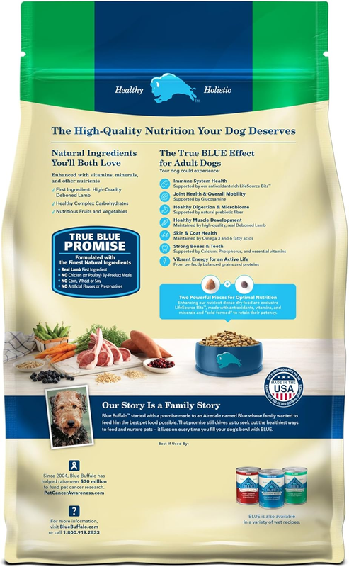 Blue Buffalo Life Protection Formula Adult Dry Dog Food, Helps Build and Maintain Strong Muscles, Made with Natural Ingredients, Lamb & Brown Rice Recipe, 5-lb. Bag : Pet Supplies