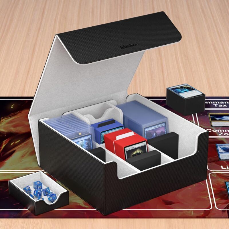 Mlikero Card Deck Case, Trading Card Storage Box for Magnetic Cards Holder and Hard Plastic Cards Protectors, Leather Magnetic Closure Deck Box Fit for MTG, TCG : Toys & Games