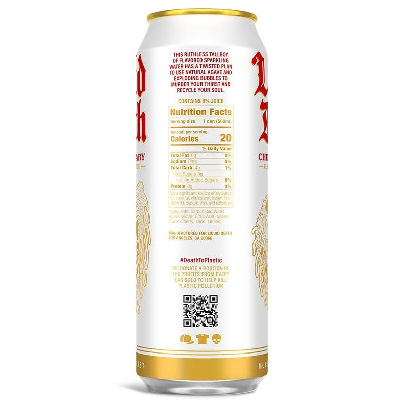 Liquid Death, Cherry Obituary, Cherry-Flavored Sparkling Water, 8-Pack (19.2oz Cans), Low Calorie & No Artificial Sweeteners