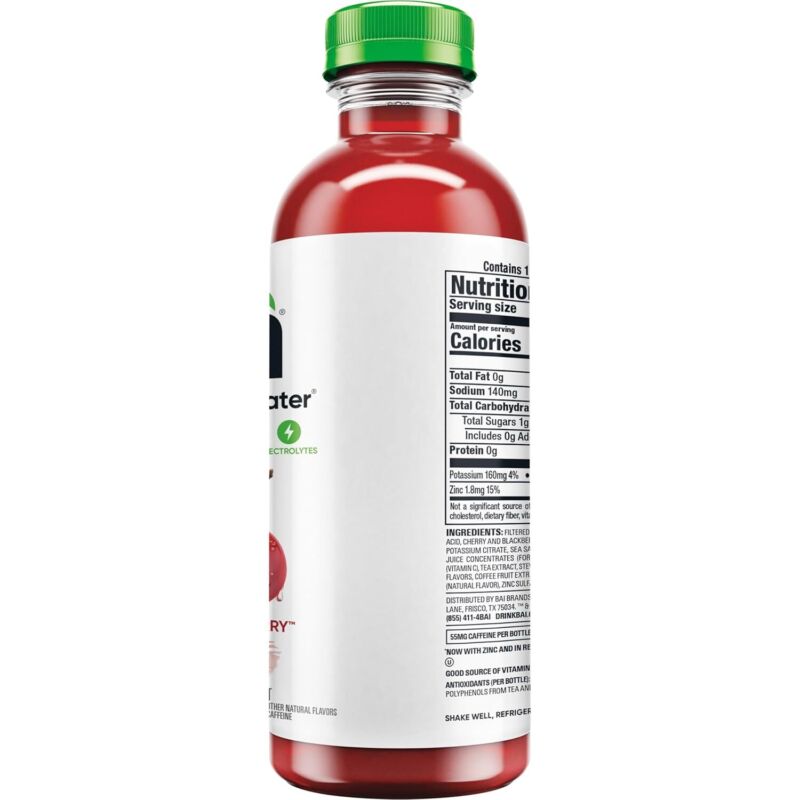 Bai Antioxidant Infused Water Beverage, Zambia Bing Cherry, with Vitamin C and No Artificial Sweeteners, 18 Fluid Ounce Bottle, 12 Pack : Grocery & Gourmet Food