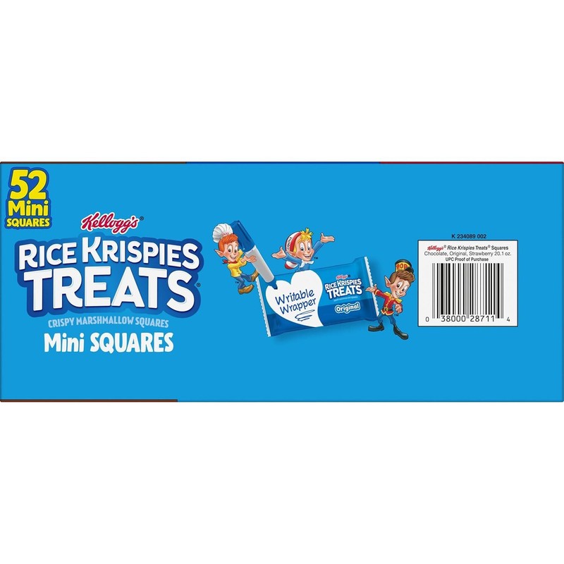 Rice Krispies Treats Mini Crispy Marshmallow Squares, Kids Snacks, Lunch Snacks, Variety Pack, 20.1oz Box (52 Bars)