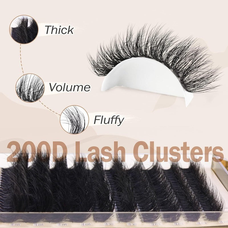 Focipeysa Lash Extension Kit Thick Eyelash Extension Kit 10-18mm Volume Lash Clusters 200D Individual Eyelashes Kit with Lash Bond, Lash Remover, Lash Applicator, DIY Lashes Extension : Beauty & Personal Care