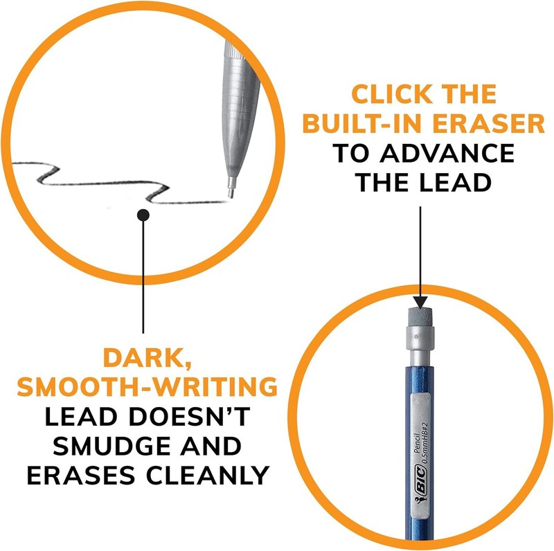 BIC Xtra-Precision Mechanical Pencil, Metallic Barrel, Fine Point (0.5mm), 24-Count, Doesn't Smudge and Erases Cleanly : Office Products